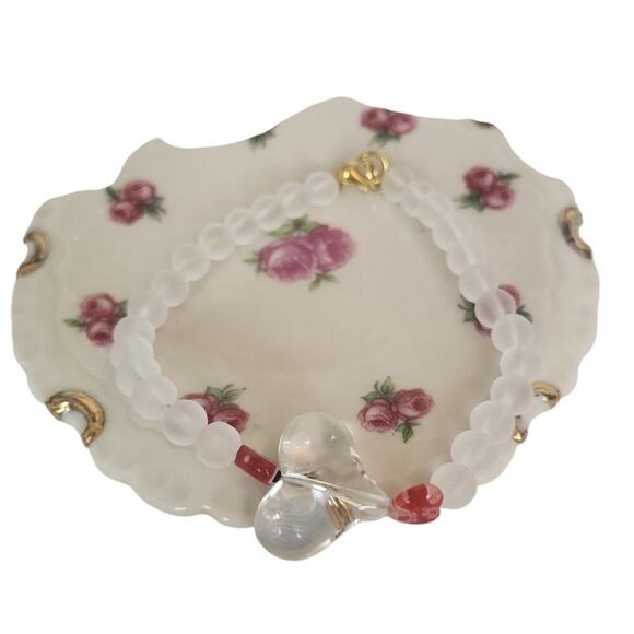 Frosted Glass Acrylic Heart Millefiori Bracelet - Picture 2 of 3